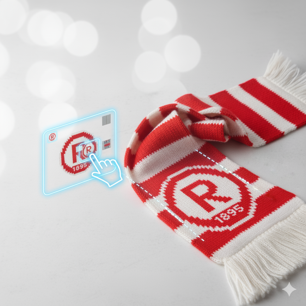 Logo für den Fanschal hochladen und platzieren