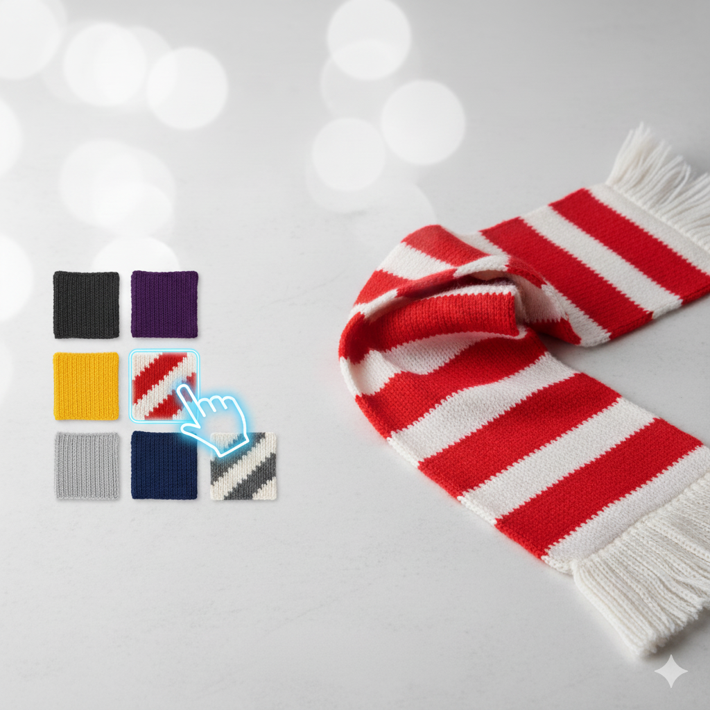 Fanschal Muster und Farben im Konfigurator auswählen